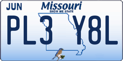 MO license plate PL3Y8L