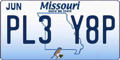 MO license plate PL3Y8P