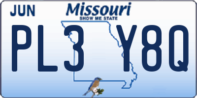 MO license plate PL3Y8Q