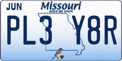 MO license plate PL3Y8R