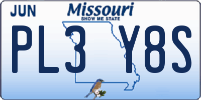 MO license plate PL3Y8S