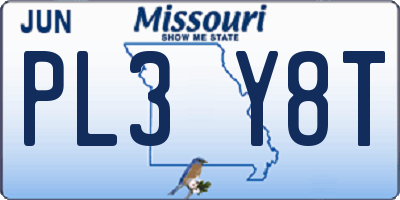 MO license plate PL3Y8T