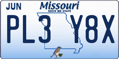 MO license plate PL3Y8X