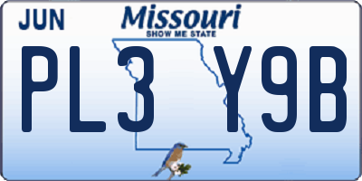 MO license plate PL3Y9B