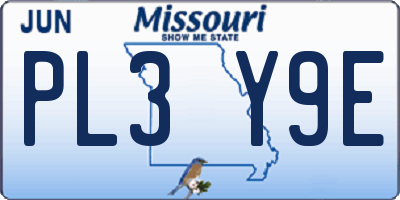 MO license plate PL3Y9E