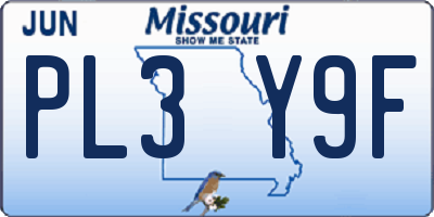 MO license plate PL3Y9F