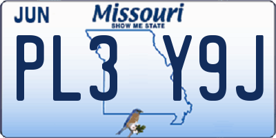 MO license plate PL3Y9J