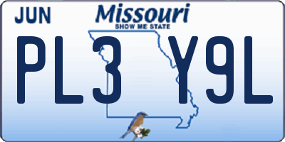 MO license plate PL3Y9L