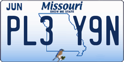 MO license plate PL3Y9N