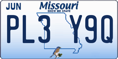 MO license plate PL3Y9Q