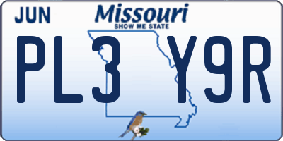 MO license plate PL3Y9R