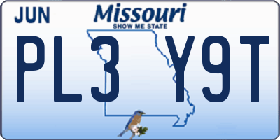 MO license plate PL3Y9T