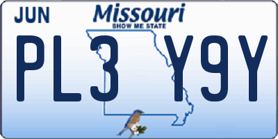 MO license plate PL3Y9Y