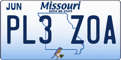 MO license plate PL3Z0A