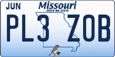 MO license plate PL3Z0B
