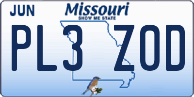 MO license plate PL3Z0D