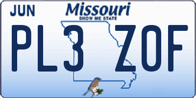 MO license plate PL3Z0F