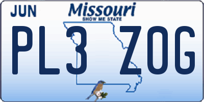 MO license plate PL3Z0G