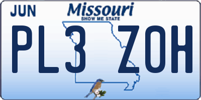 MO license plate PL3Z0H