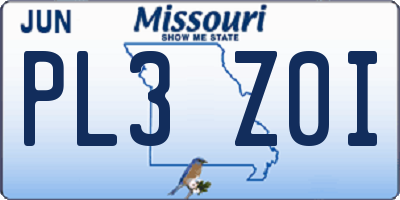 MO license plate PL3Z0I