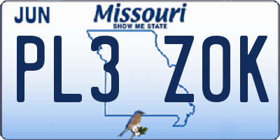 MO license plate PL3Z0K