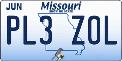 MO license plate PL3Z0L