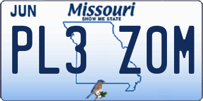 MO license plate PL3Z0M