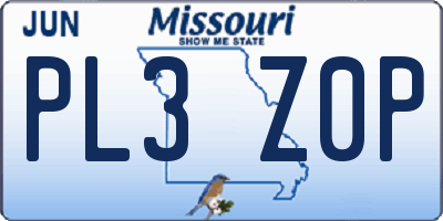 MO license plate PL3Z0P