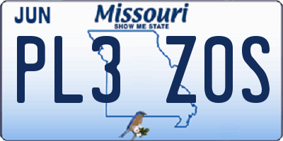MO license plate PL3Z0S