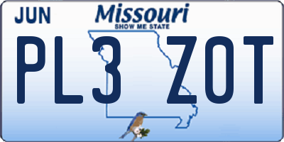 MO license plate PL3Z0T