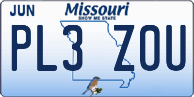 MO license plate PL3Z0U