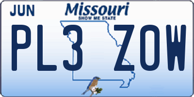 MO license plate PL3Z0W
