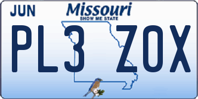 MO license plate PL3Z0X