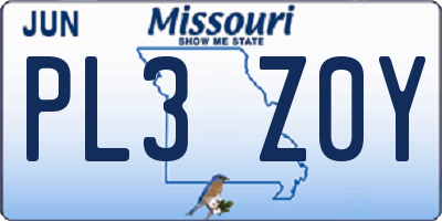 MO license plate PL3Z0Y