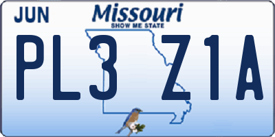 MO license plate PL3Z1A