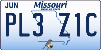 MO license plate PL3Z1C