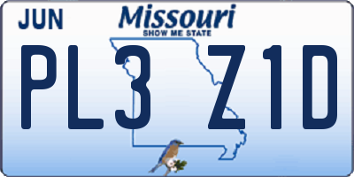 MO license plate PL3Z1D