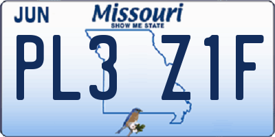 MO license plate PL3Z1F