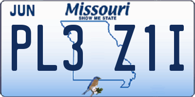 MO license plate PL3Z1I