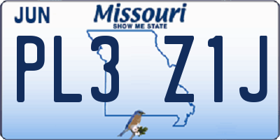 MO license plate PL3Z1J