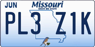 MO license plate PL3Z1K