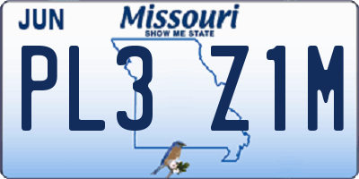 MO license plate PL3Z1M