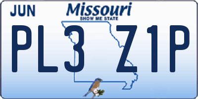 MO license plate PL3Z1P