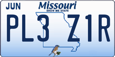 MO license plate PL3Z1R