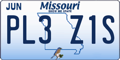 MO license plate PL3Z1S
