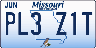 MO license plate PL3Z1T