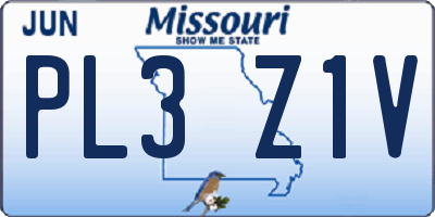 MO license plate PL3Z1V