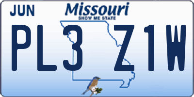 MO license plate PL3Z1W