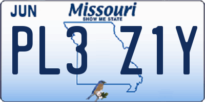 MO license plate PL3Z1Y