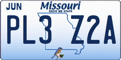 MO license plate PL3Z2A